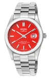 Gevril Automatic West Village Light Blue Aqua Dial Stainless Steel Bracelet Watch, 40mm In Red