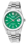 Gevril Automatic West Village Light Blue Aqua Dial Stainless Steel Bracelet Watch, 40mm In Green