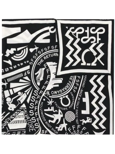 Ferragamo Abstract Print Scarf In Black