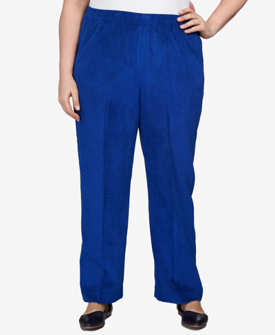 Alfred Dunner Plus Size Classics Stretch Waist Corduroy Average Length Pants In Sapphire