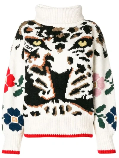 Sonia Rykiel Wool-jacquard Turtleneck Sweater In White