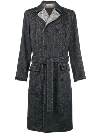 Maison Flaneur Belted Coat In Grey