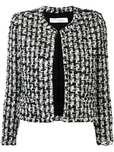 Iro Gonna Pearl-embellished Cropped Tweed Jacket In Black-ecru