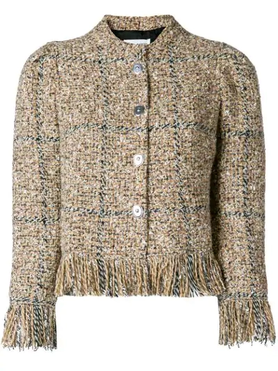 Sonia Rykiel Buttoned Tweed Jacket In Brown