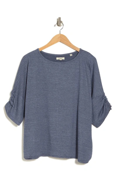 Max Studio Cinched Sleeve Top In Denim