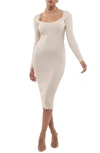 Blu Pepper Ribbed Scallop Knit Dress In Cream