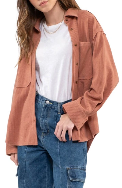 Blu Pepper Corduroy Shirt Jacket In Terracotta