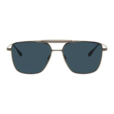 Garrett Leight Gunmetal Convoy 56 Sunglasses In Grey/marine