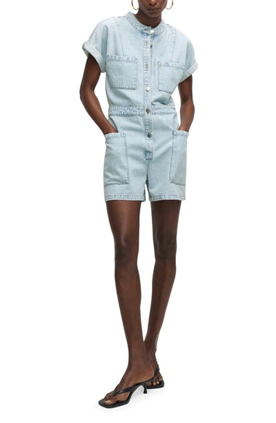 Mango Denim Romper In Light Blue