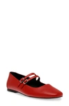 Steve Madden Alisah Mary Jane Flat In Red Leather