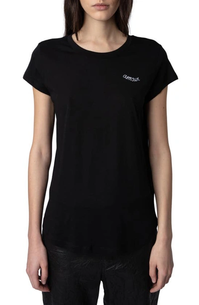Zadig & Voltaire Woop Amour Cotton-blend T-shirt In Noir