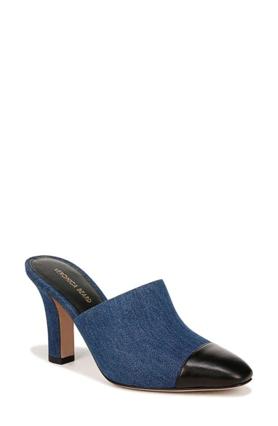 Veronica Beard Carlotta Cap Toe Mule In Black/ Mountain Blue