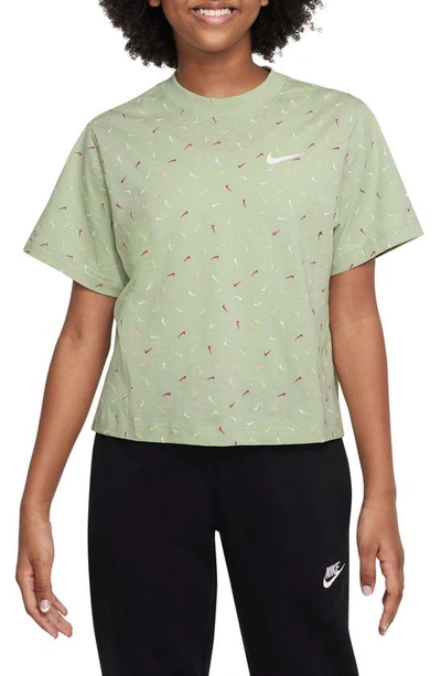 Nike Kids' Sportswear Swoosh Print Cotton T-shirt In Honeydew