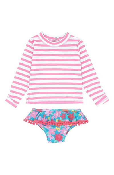 Feather 4 Arrow Babies' Sandy Toes Long Sleeve Two-piece Rashguard Swimsuit In Prism Pink