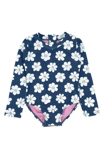 Feather 4 Arrow Babies' Wave Chaser Long Sleeve One-piece Rashguard Swimsuit In Navy