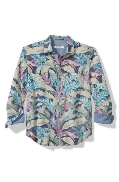 Tommy Bahama Coastline Cord Leaf Print Cotton Corduroy Button-up Shirt In Deep Space