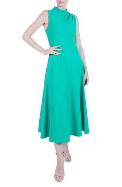 Julia Jordan Mock Neck A-line Midi Dress In Rich Green