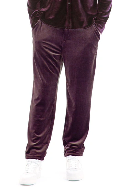 Monfrere Hugh Straight Leg Velvet Pants In Velvet Violet