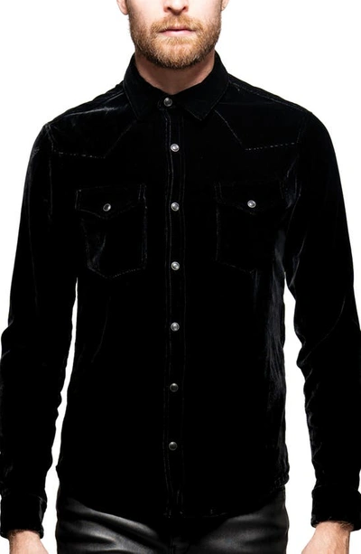Monfrere Eastwood Velvet Button-up Shirt In Velvet Noir