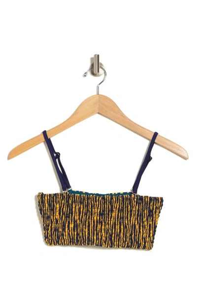 Maaji Tanzania Ruched Reversible Bandeau Bikini Top In Yellow