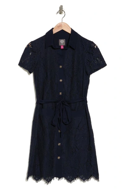 Vince Camuto Lace Shirtdress In Navy