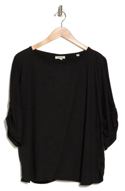 Max Studio Cinched Sleeve Top In Black