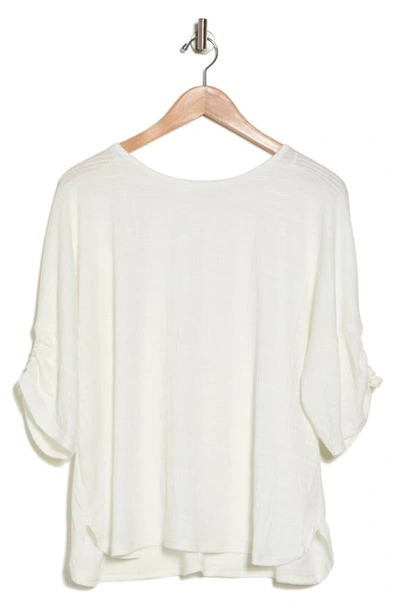 Max Studio Cinched Sleeve Top In White