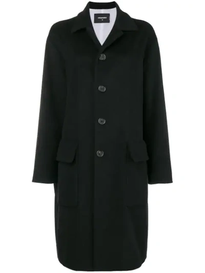 Dsquared2 Single-breasted Coat In 900 Black