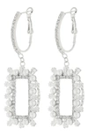 Tasha Imitation Pearl & Crystal Frame Drop Earrings In Silver