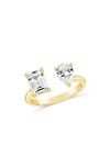 Sterling Forever Cz Station Open Band Ring In Gold