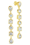 Sterling Forever Ingrid Cz Link Drop Earrings In Gold