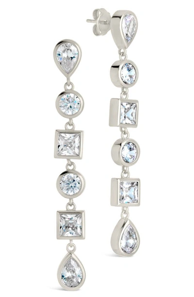 Sterling Forever Ingrid Cz Link Drop Earrings In Silver