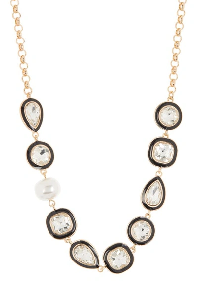 Stephan & Co. Imitation Pearl & Crystal Collar Necklace In Gold
