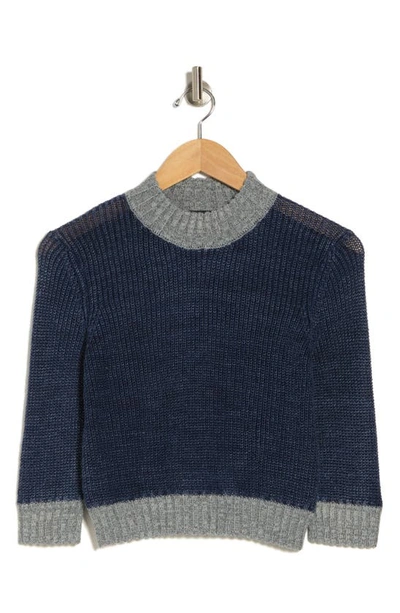 Ag Isk Mock Neck Crop Sweater In Indigo