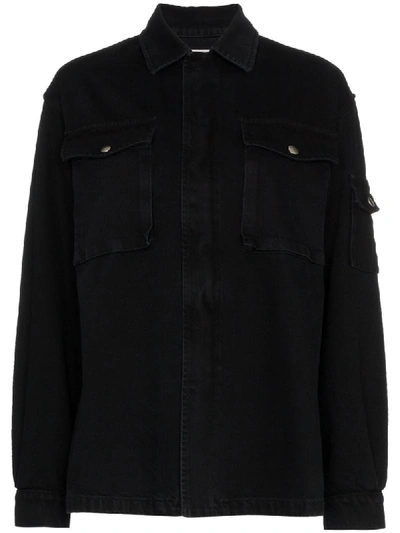 Valentino Vltn Printed Denim Jacket In Black