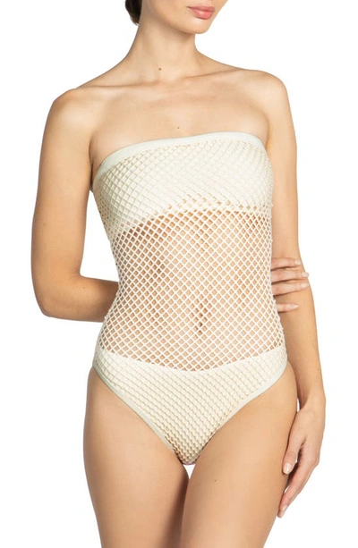 Robin Piccone Pua Strapless One-piece Swimsuit In Ecru