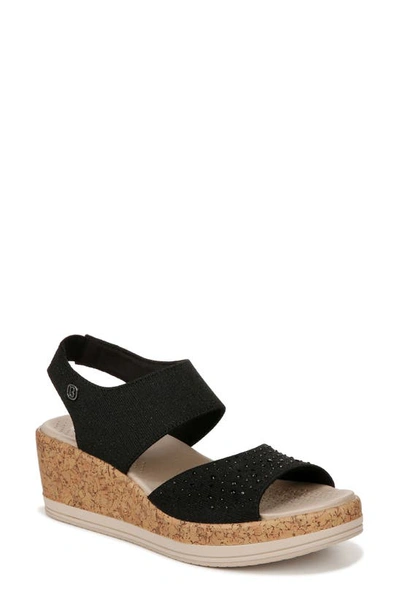 Bzees Reveal Crystal Embellished Wedge Sandal In Black