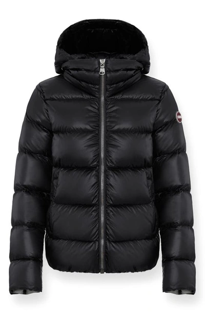 Colmar Hooded Down Puffer Jacket In Black-dark Steel