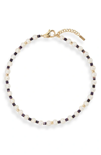Eliou Fern Freshwater Pearl & Jasper Heishi Necklace In Purple