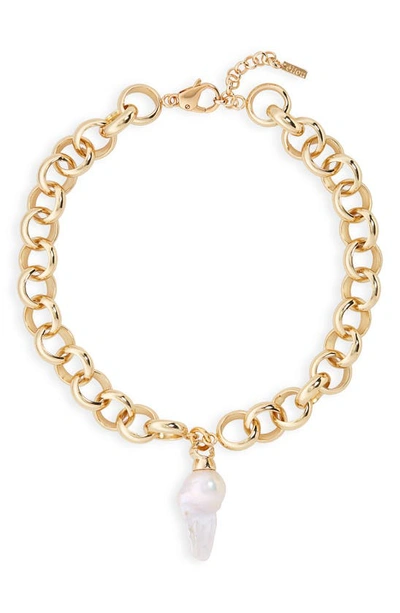 Eliou Laila Baroque Pearl Pendant Necklace In Gold