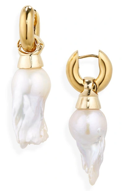 Eliou Stina Baroque Pearl Drop Earrings In Gold