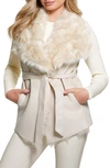Guess Nami Reversible Faux Fur & Faux Suede Vest In Pearl Oyster