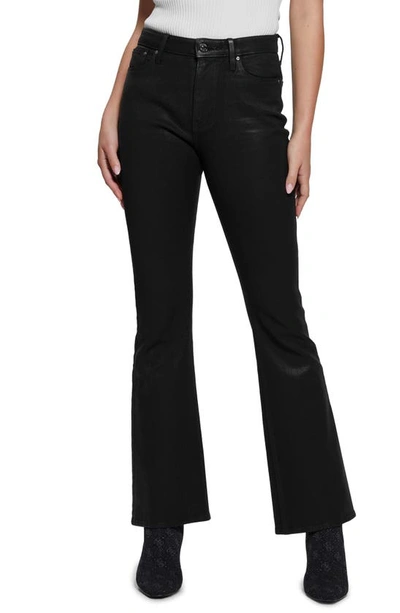 Guess Sexy Coated Flare Jeans In Jet Black Multi