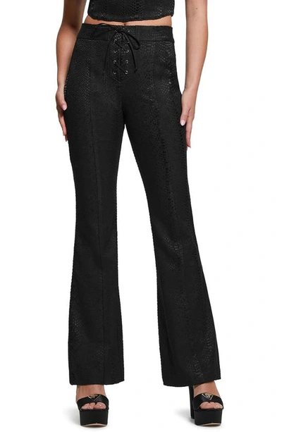 Guess Kiersten High Waist Lace-up Bootcut Pants In Jet Black A