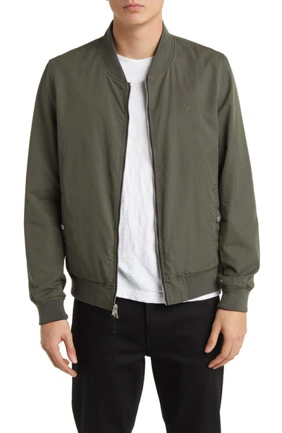 Allsaints Bassett Reversible Bomber Jacket In Green/ Black