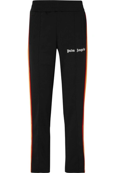 Palm Angels Striped Satin-jersey Track Pants In Black