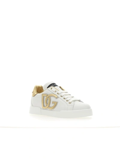 Dolce & Gabbana Trainers In Bianco/oro
