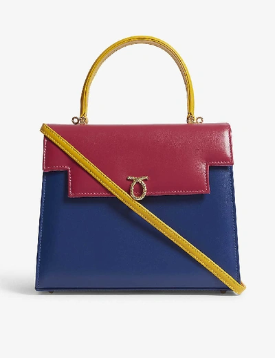 Launer Traviata Leather Top-handle Bag In Blue Pink Yellow Multi
