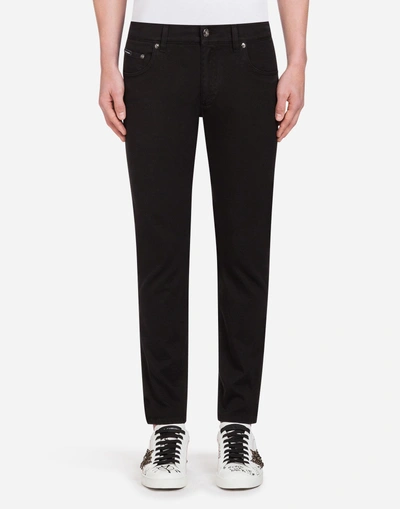Dolce & Gabbana Five-pocket Pants In Stretch Cotton In Black