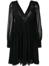 Stella Mccartney Georgette Silk Blouse Flare Dress In Black